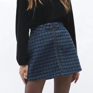 OAT New York houndstooth zip skirt with pockets